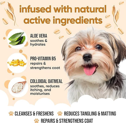 Oatmeal Dog Shampoo Shampoo for Dogs with Irritated Skin | Relieving and Rehydrating | with Aloe Vera and Pro Vitamin B5 (16.90oz)
