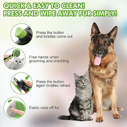 Pet Grooming Brush Kit 7pcs, Cat and Dog Brush With Release Button - Nail Clippers File Set for Long Matted Haired Pets and Nail Repair