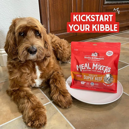Stella & Chewy's Freeze Dried Raw Super Beef Meal Mixer – Dog Food Topper for Small & Large Breeds – Grain Free, Protein Rich Recipe – 8 oz Bag
