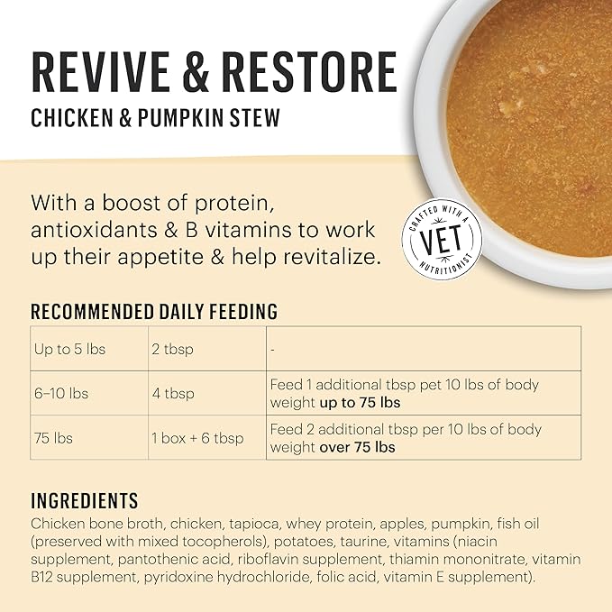 The Honest Kitchen Functional Pour Overs: Revive & Restore - Chicken & Pumpkin Stew Dog Food Topper, 5.5 oz x12