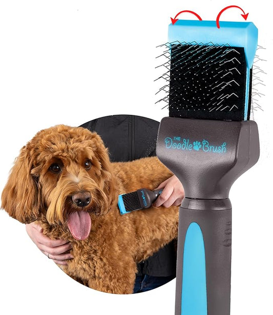 Doodle Brush for Dogs – Dog Brush for Doodle, Goldendoodle, Bernedoodle, Poodles – Flexible Head Dog Detangler for Dematting - Brushes for Doodles - Slicker Brushes for Grooming - Single Head