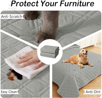 hyha Waterproof Dog Bed Blanket, Soft Dog Bed Cover Pet Blankets, Washable Couch Sofa Cover for Dogs, Reversible Pet Sofa Covers for Furniture (82x82 Inch, Grey/Dark Grey)