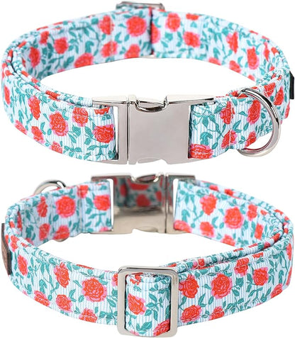 Lionet Paws Dog Collar, Comfortable Adjustable Cute Collar with Metal Buckle for Male Female Dogs Gift, Rose, XLarge, Neck 16-26 inches