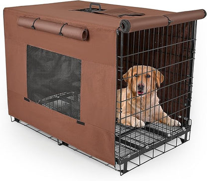 Dog Crate Cover 30 Inch Thickened Dog Kennel Cover Windproof Puppy Cage Cover with Mesh Windows on Both Sides Portable Crate Covers for Dogs Cages Fit for Indoor/Outdoor Use