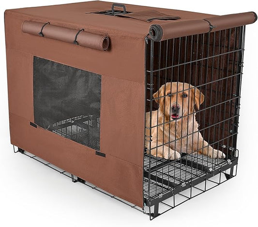 Dog Crate Cover 30 Inch Thickened Dog Kennel Cover Windproof Puppy Cage Cover with Mesh Windows on Both Sides Portable Crate Covers for Dogs Cages Fit for Indoor/Outdoor Use