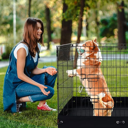 VEVOR Dog Playpen, 4 Pcs 24 x 36 in Panels Foldable Metal Pet Exercise Pen, Dog Fence Indoor and Outdoor Pen with Door and 600D Oxford Fabric Bottom Pad, for Dogs, Cats and Other Small Animals