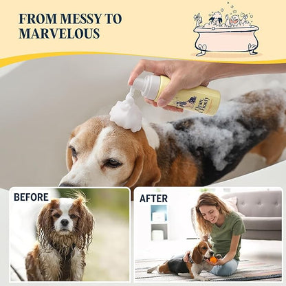 Clean and Floofy Waterless Dry Dog Shampoo – No Rinse Spray Foam, Anti-Itch, Odor Control, Moisturizing & Conditioning, Hydrating, Detangling, Sulfate-Free Pet Bath Wash for Dogs & Puppies 6.75 fl oz