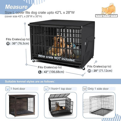 Explore Land 42 inches Dog Crate Cover with Top Panel Non-Toxic Inodorous Polyester Friendly for Dogs (Black)