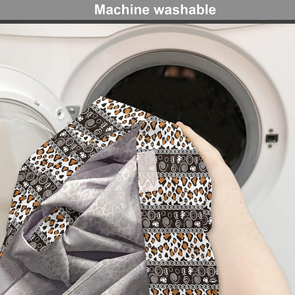 Ambesonne African Dog Crate Cover, Traditional Borders Cheetah Skin with Abstract Spirals and Circles, Easy to Use Pet Kennel Cover for Medium Large Dogs, 48 Inch, Pale Coffee Brown White