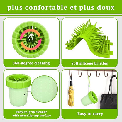 Qianruida Dog Paw Cleaner Cup, Soft Silicone, Portable, Easy to Clean, Removes Mud and Dirt, Grooming Accessory for Home, Travel – Green, M