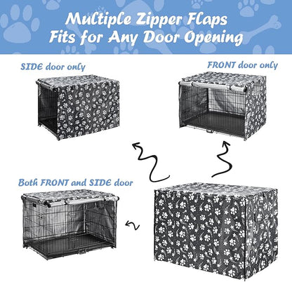 Dog Crate Cover 42 inch - Double Door, Dog Kennel Indoor, Waterproof Dog Kennel Cover with Air Vent Window, for Indoor/Outdoor Most Wire Dog Crate(Grey)