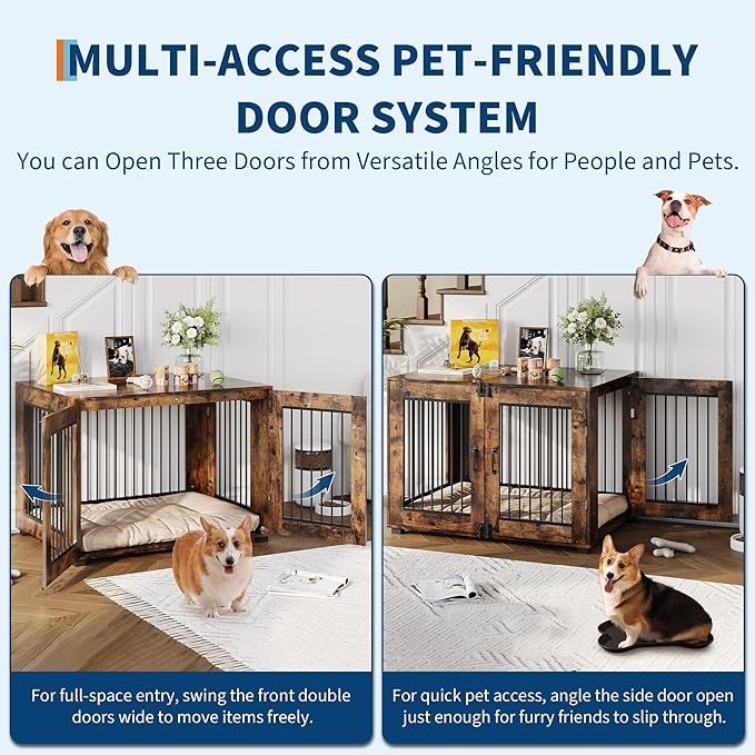 23.6" L Dog Crate Furniture, Stylish Dog Cage for Indoor Use, End Table Wooden Dog Kennel for Small Dogs, Functional and Heavy Duty Dog Kennel Furniture
