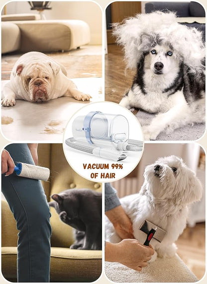 Moonflor Dog Grooming Kit with 2.5L Large-Capacity 10Kpa Vacuum for Shedding, Low Noise Hair Remover with 4 Proven Pet Grooming Supplies, Quiet Hair Clippers Set for Cats & Dogs