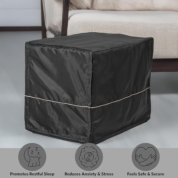 MidWest Homes for Pets Dog Crate Cover, Privacy Dog Crate Cover Fits Midwest Dog Crates, Crate Cover Only, Machine Wash & Dry, Black, 24-Inch