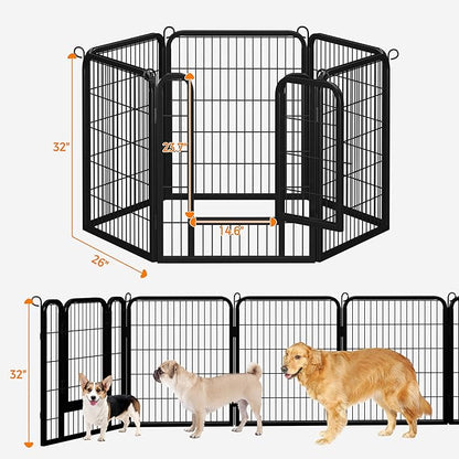 Yaheetech Dog Playpen Outdoor, 32 inch 6 Panels Dog Pen Indoor Heavy Duty Puppy Exercise Pen Metal Pet Fence for RV Camping/Yard/Garden