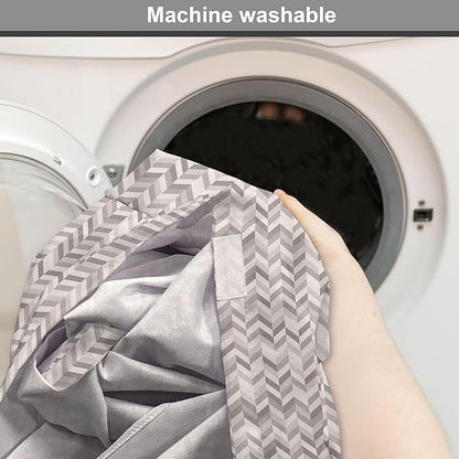 Lunarable Chevron Dog Crate Cover, Monochrome Stripes 3 Dimensional Pattern Geometric Chevron Design Abstract, Easy to Use Pet Kennel Cover for Cats & Medium Dogs, 24 Inch, Taupe and Grey