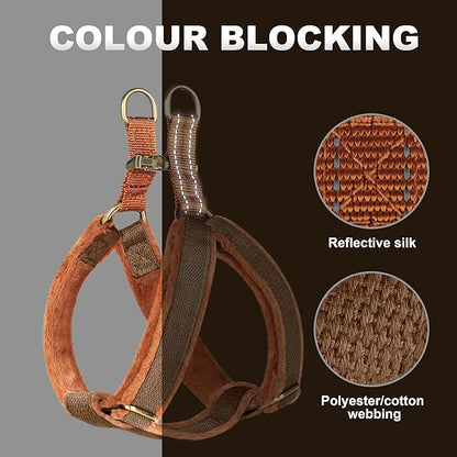 Beirui Soft Medium Dog Harness and Leash Set-Adjustable Step in Dog Harness for Medium Dogs-Easy Walk Dog Harness Medium Sized Dog-Warm No Pull Dog Harness and Leash Used in Autumn Winter(Brown,M)