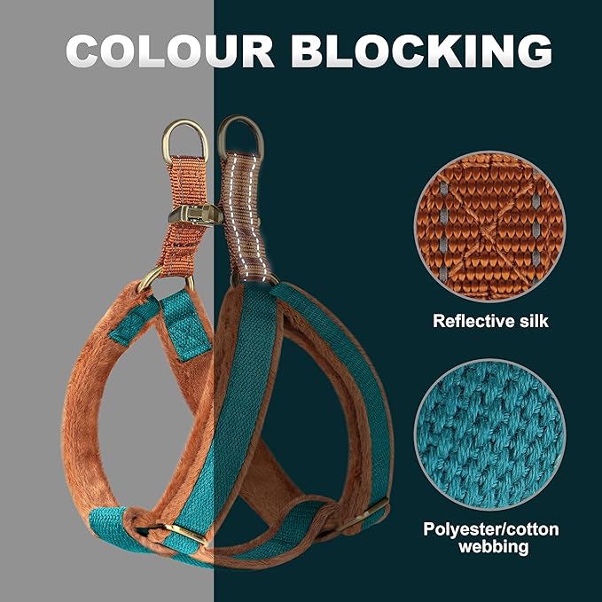 Beirui Soft Medium Dog Harness and Leash Set-Adjustable Step in Dog Harness for Medium Dogs-Easy Walk Dog Harness Medium Sized Dog-Warm No Pull Dog Harness and Leash Used in Autumn Winter(Blue,M)