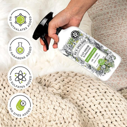 Pet-Pourri Pet Odor Air + Fabric Odor Eliminator Spray, Purrfectly Bamboo, 16 Fl Oz