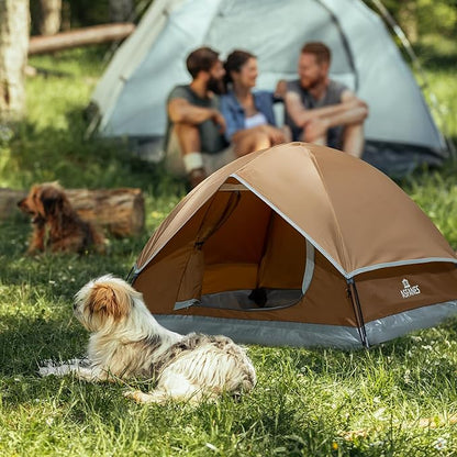 Outdoor Waterproof Pet Camping Tent, Cave Bed for Indoor Cats and Small Dogs, Portable Cat House Dog House, 39.3x39.3x23.6'', Brown, L.