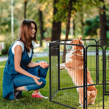 VEVOR Foldable Dog Playpen, 8-Panel Metal Pet Exercise Pen, 24"x24" Dog Fence with Door, Storage Bag, Top Cover, and Bottom Pad for Indoor and Outdoor Use - Ideal for Dogs, Cats, and Small Animals