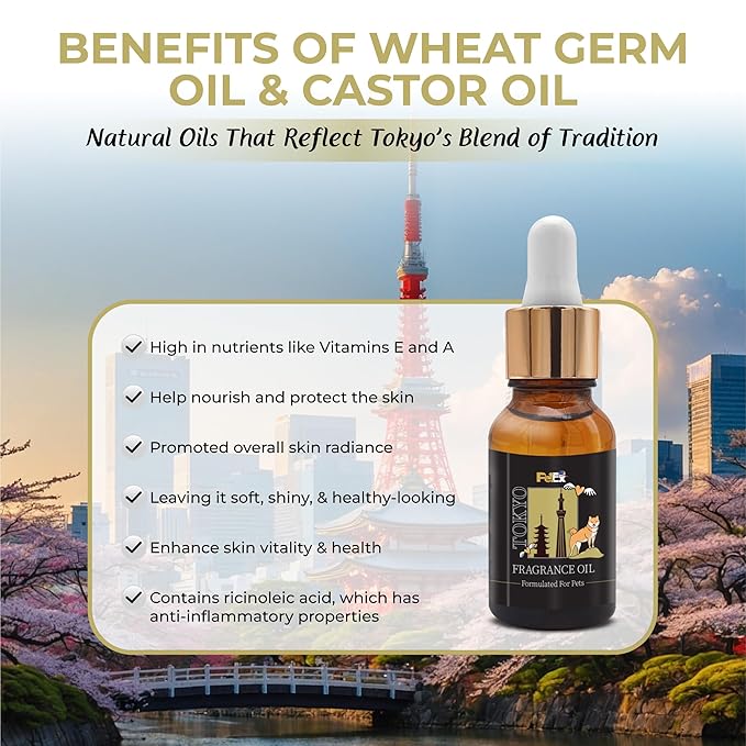 Petex Premium Pet Fragrance Oil | Ultra Premium Natural Pet Care with Dead Sea Minerals | Dog Perfume Fragrance Oil Long Lasting Scent | Natural Pet Cologne - Suitable for Dogs and Cats (Tokyo)
