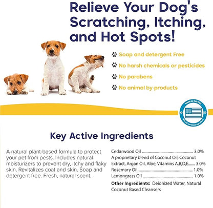 Protect Shampoo for Dogs; No More Scratching, Itching, or Hot Spots with Plant-Based All-Natural Formula with Healthy Essential Oils - Made in USA