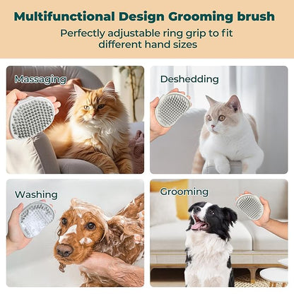 3-in-1 Self-Cleaning Pet Grooming Tool: Versatile Steam Brush for Cats and Dogs, with Bath Supplies and Detachable Bristles (Green)