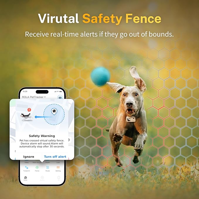 ROLA PetTracker GPS Tracking for Dogs: Live GPS Location, Cellular & WiFi, Replacable SIM Card, Geofencing, Built-in Light and Sound, Camera for Image Positioning (Dark Blue)