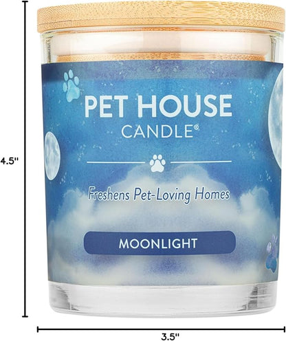 One Fur All Pet House Candle Plant-Based/Soy Candle - Clean Burning Scented Candles, Long Lasting Pet Odor Candle for Home - Moonlight