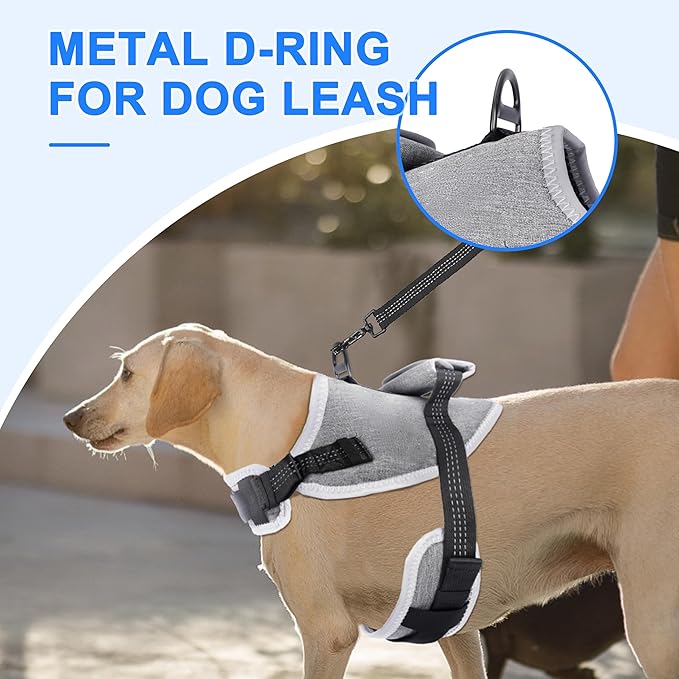 Reflective Tactical Vest Harness, Heavy-Duty for Large Dogs, Adjustable with Handle, Ideal for Training, Hunting, Walking - Grey, Large.
