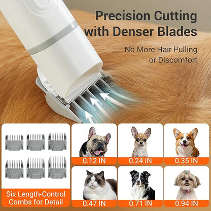 uwant Pet Hair Vacuum & Grooming Kit - 13000 Pa Strong Suction, Large Capacity, Whisper-Quiet Operation with 6 Grooming Tools, Ideal for Shedding