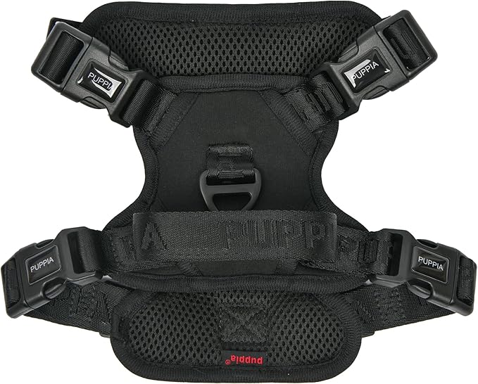 Puppia Jarek Dog Harness H Comfortable Sturdy Handle Adjustable Neck and Chest for Small and Medium Dogs - Black - XL