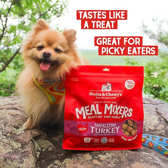 Stella & Chewy's Freeze Dried Raw Tantalizing Turkey Meal Mixer – Dog Food Topper for Small & Large Breeds – Grain Free, Protein Rich Recipe – 18 oz Bag