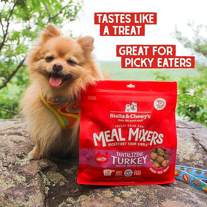 Stella & Chewy's Freeze Dried Raw Tantalizing Turkey Meal Mixer – Dog Food Topper for Small & Large Breeds – Grain Free, Protein Rich Recipe – 18 oz Bag