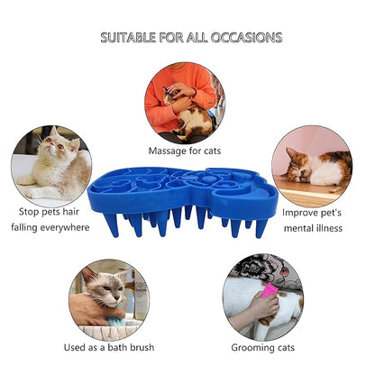 KIRTI Groom Brush,Massag Brush for Dogs, Cats, Small Animals and Pets with Short Hair Grooming Bathing Massaging and Deshedding Silicone Brush,Soft Rubber Bristles (Blue)