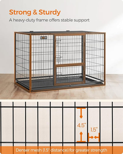 Feandrea Heavy-Duty Dog Crate, Metal Dog Kennel and Cage with Removable Tray, XXL for Large Dogs, 48 x 29.3 x 31.7 Inches, Black UPPD003B01