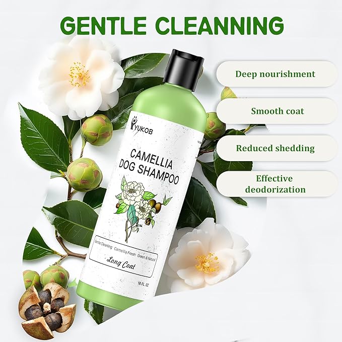 Dog Shampoo for Allergies & Itching - Natural Camellia Oil Pet Shampoo for Sensitive Skin, Deshedding, Smooth Coat for Smelly Dogs |Effective Odor Removal | 16 oz