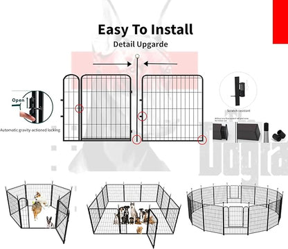 Puppy Playpen Indoor/Outdoor,24'' Portable Dog playpen with Easy-Carry Straps,8 Panels Dog Pen Play Pen for Small Dogs,Rustproof Pet Playpen for Camping RV Yard(with One Door)