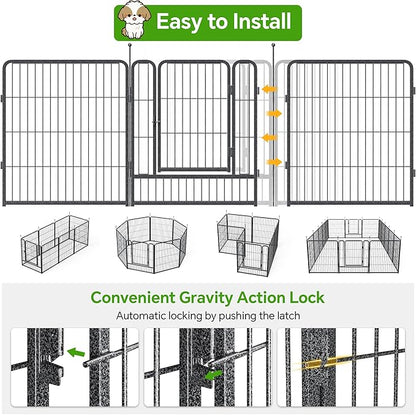 Mr IRONSTONE Dog Playpen with Anti-Rust Coating – 32" Height 16 Panels Portable & Foldable Indoor/Outdoor Pet Fence for Large, Medium, or Small Dogs – Durable Exercise Pen