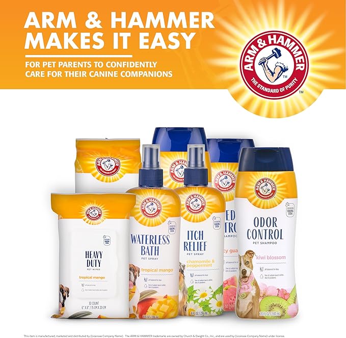 Arm & Hammer for Pets Super Deodorizing Shampoo for Dogs | Best Odor Eliminating Dog Shampoo | Great for All Dogs & Puppies, Fresh Kiwi Blossom Scent, 20 oz, 6-Pack