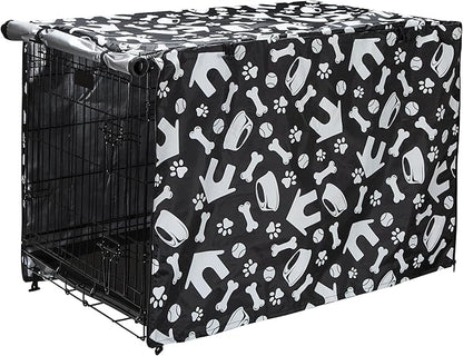 kefit Dog Crate Cover 48 inch, Kennel Cover Fit for Dog Crate, Black/Paw