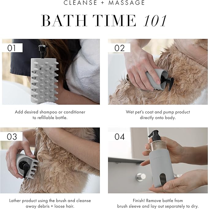 Tweezerman Cat & Dog Bath Brush, Dispensing Conditioner or Shampoo Brush for Pets