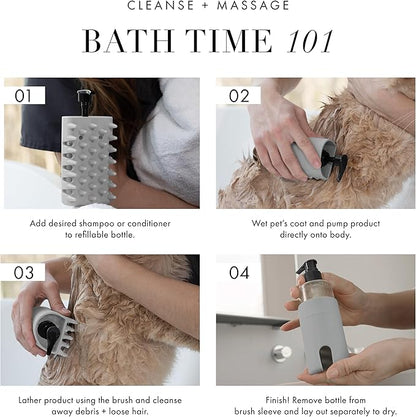 Tweezerman Cat & Dog Bath Brush, Dispensing Conditioner or Shampoo Brush for Pets