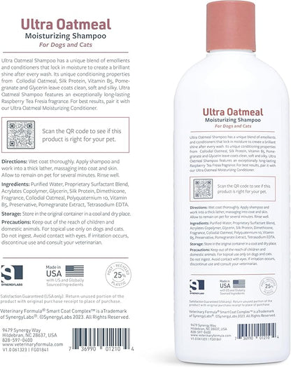 Veterinary Formula Smart Coat Complex Ultra Oatmeal Moisturizing Shampoo for Dogs, 17 Fl oz – Moisture-Rich, Nourishing Shampoo – Leaves Coat Clean, Soft, Silky, Shiny – Long-Lasting Fragrance