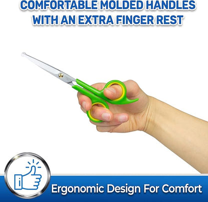 Pet Magasin Japanese Stainless Steel Grooming Scissors (2) for Facial Hair and Larger for Body Trimming with Round Tip