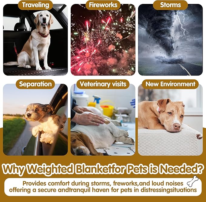 BALAPET Fluffy Weighted Blanket for Dogs, 7 Layers Soft Faux Fur Blanket for Pets Separation Anxiety,Relaxation and Calming,Perfect for Thunderstorm Firework Car Travel and Camping,Machine Washable(S)