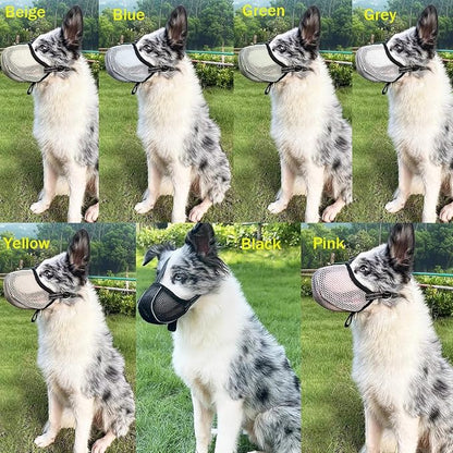 Large Dog Muzzle, Muzzle for Large Dogs to Prevent Eating/Chewing/Biting, Breathable Reflective Adjustable Medium Dog Accessories Dog Muzzle (Beige, M)