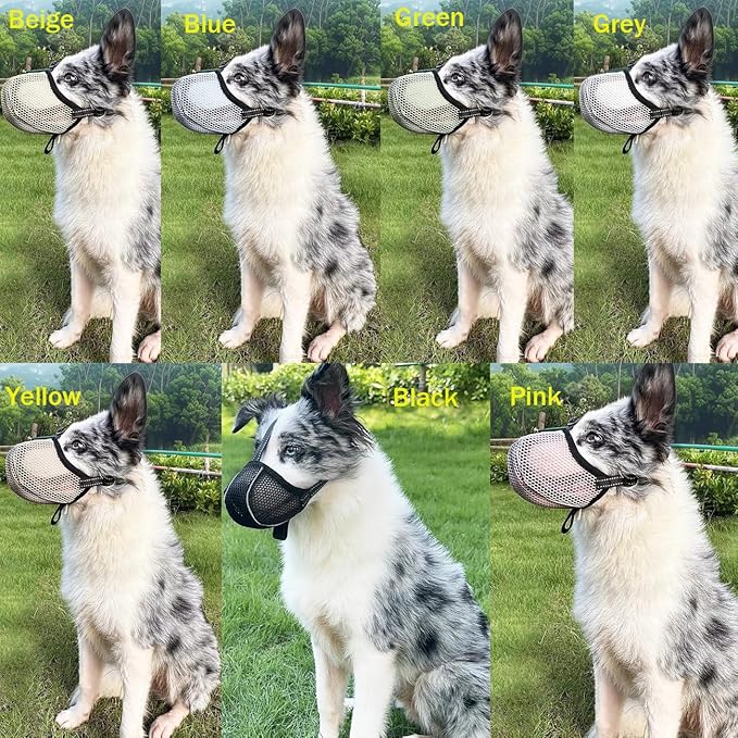Large Dog Muzzle, Muzzle for Large Dogs to Prevent Eating/Chewing/Biting, Breathable Reflective Adjustable Medium Dog Accessories Dog Muzzle (Grey, XL)
