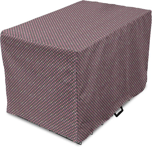 Lunarable Dusty Rose Dog Crate Cover, Retro Polka Dots Pattern in Pink Colors Spotted Texture Image, Easy to Use Pet Kennel Cover for Medium Large Dogs, 48 Inch, Pink Peach Charcoal Grey